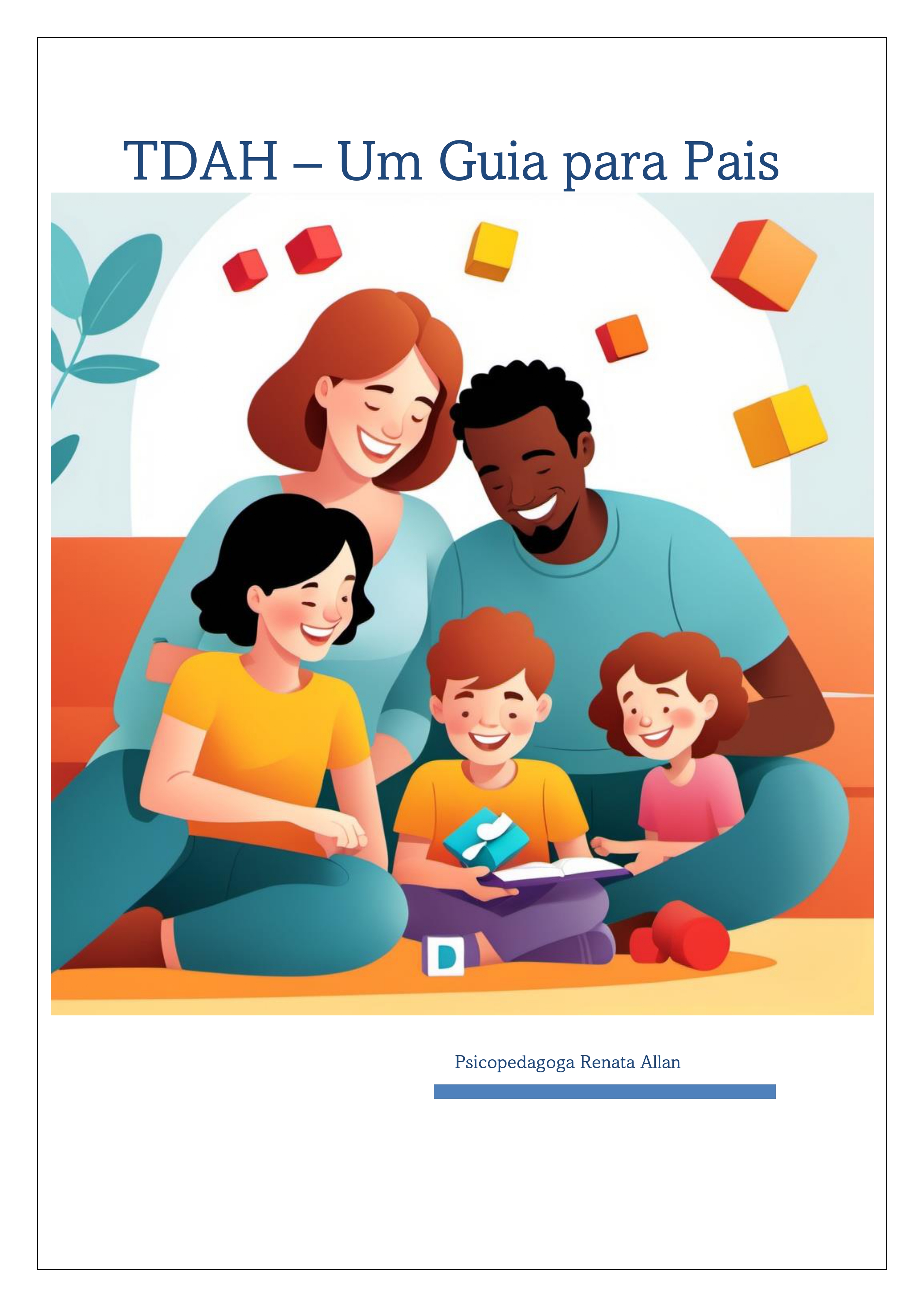 capa do ebook, contendo o título e imagem de uma família feliz lendo um livro com seus filhos